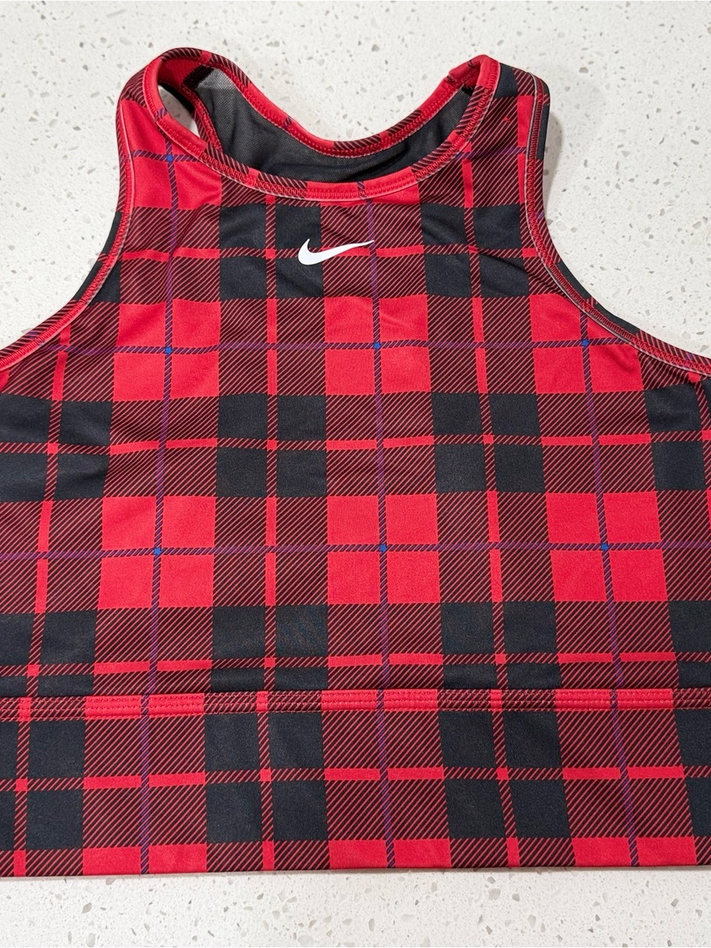 Nike Women’s Red and Black Plaid Swim Tank/ Bra